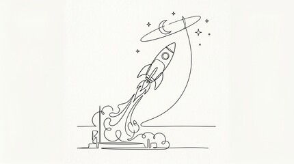 Obraz premium rocket space launch star planet galaxy astronaut spacecraft explore adventure discovery cosmos universe space travel rocket ship space exploration space mission astro space age