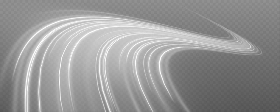 Abstract silver trails rush across a modern highway background with glowing accents. Smooth motion effects feel cinematic. Transparent PNG available.