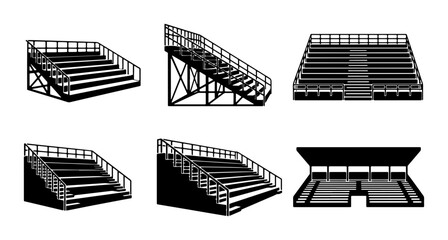 Bleacher Seating Vector Icons, Stadium Grandstand Graphics, Sports Arena Seating Elements, Outdoor Spectator Stands Collection © Mahia