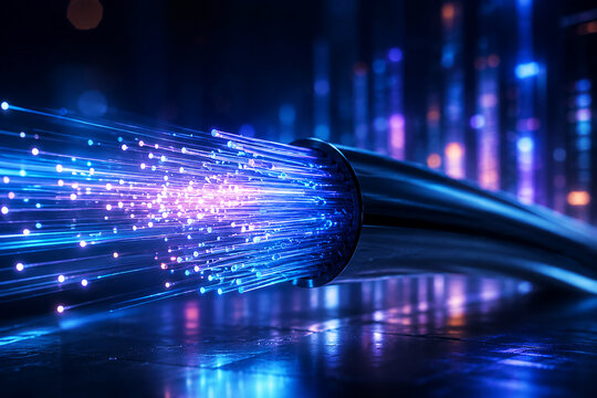 High-speed data transmission with fiber optic cables and light trails