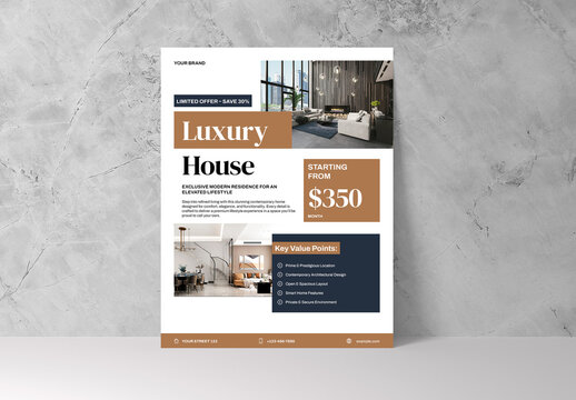 Beige Black Elegant Luxury Real Estate Flyer Layout