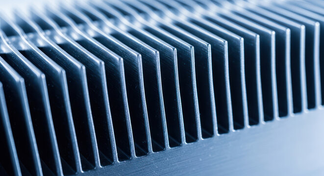 Heatsink Metal Fins Showing Abstract Geometric Cooling Structure