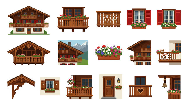 Various Wooden House Porch Details.