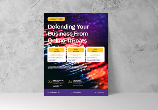 Purple Red Modern Cybersecurity Service Flyer Layout