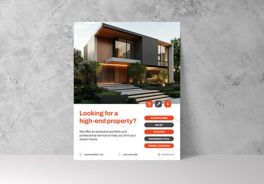Black Orange Modern Luxury Real Estate Flyer Layout