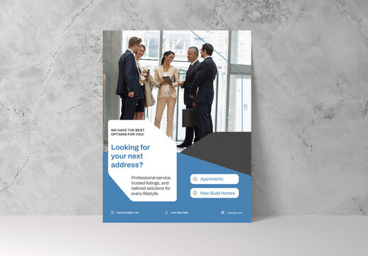 Blue Gray Corporate Real Estate Flyer Layout