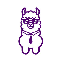 Fototapeta premium A cartoon-style llama wearing sunglasses, a tie, and sporting a cool appearance