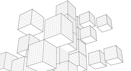 Fototapeta premium abstract architecture cubes modules 3d illustration 
