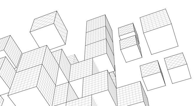 abstract architecture cubes modules 3d illustration	
