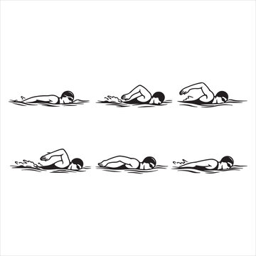 Six stages of freestyle swimming stroke technique