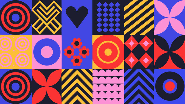 abstract geometric pattern grid a bold and colorful vector illustration with repeating shapes