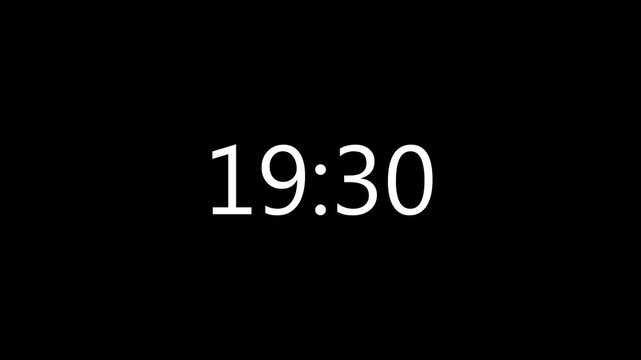 20 Minute Countdown Timer - Minimal White on Black , with video animation.