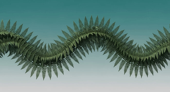 Close up of a green fern garland with delicate fronds.
