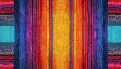 Obraz premium Colorful woven fabric with vibrant stripes in various hues creating an eye-catching textile design