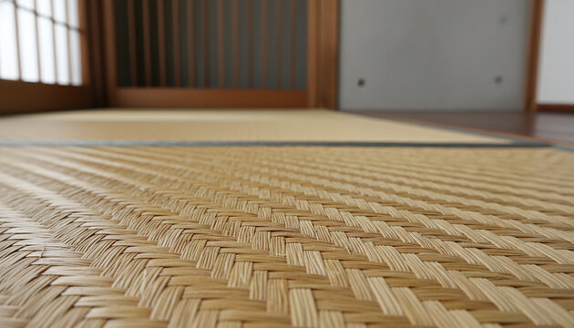 Traditional Japanese Tatami mat texture with woven Igusa rush grass