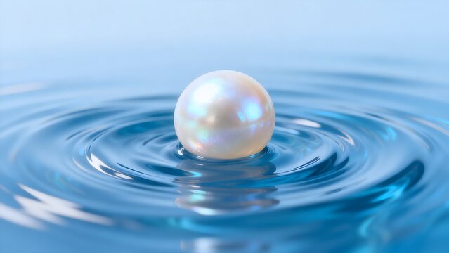 Pearl in water creating ripples