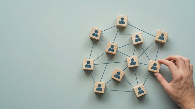 Hand holding wooden house puzzle pieces