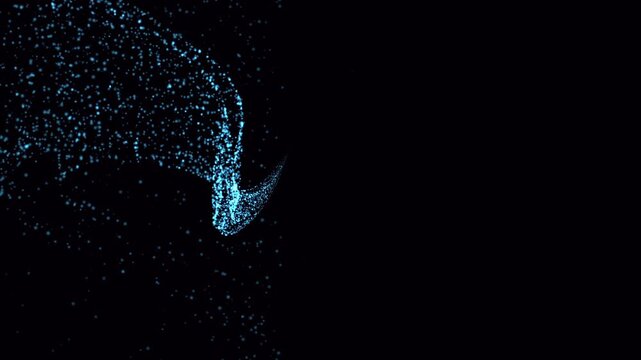 Bright Blue Glowing Particle Swirl Flowing Magic Dust Dark Background