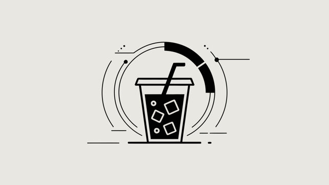 Refreshing drink icon, soda cup symbol, beverage illustration, modern logo design