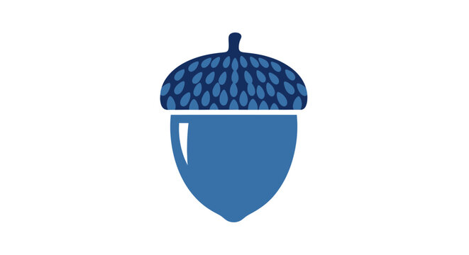 Simple Blue Acorn Icon on White Background