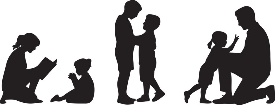 Collection of cycling related outline icons displays bicycles, a protective helmet, a bike path, a parent with a child, and a bicycle bell, all rendered in a clean, minimalist line art style