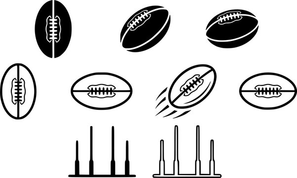 Afl football silhouette set, Afl football outline, Afl football, Afl football clipart, Afl football icon