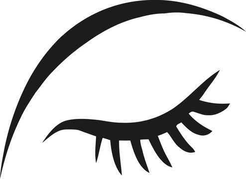 Stylized Closed Eye with Elegant Eyelashes and Eyebrow