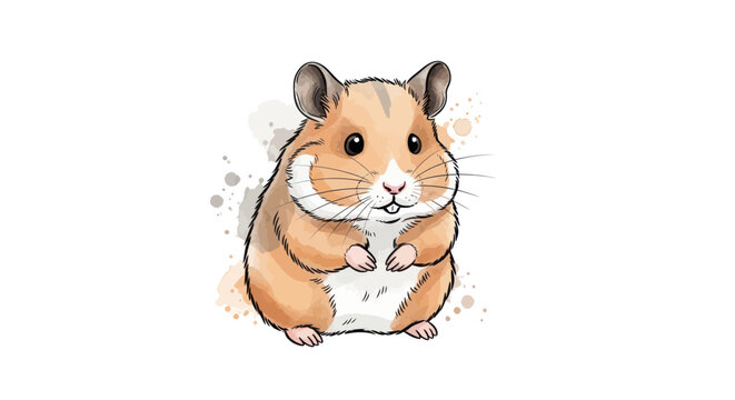 Cute Hamster Illustration, Watercolor Style, Adorable Rodent Pet