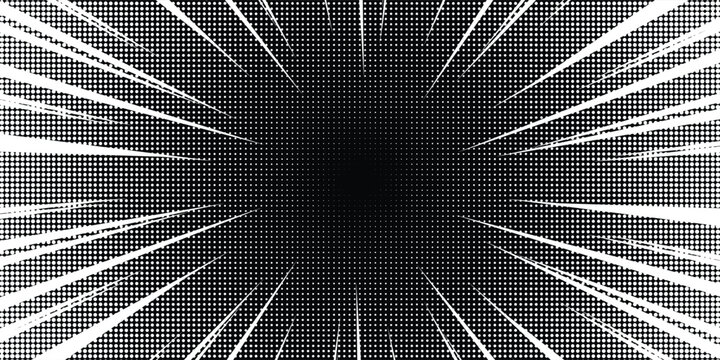 Cartoon halftone line. Comic lines. Concentrated frames. Superhero hero. Anime focus isolated on white background. Radial pattern. Accent attention.