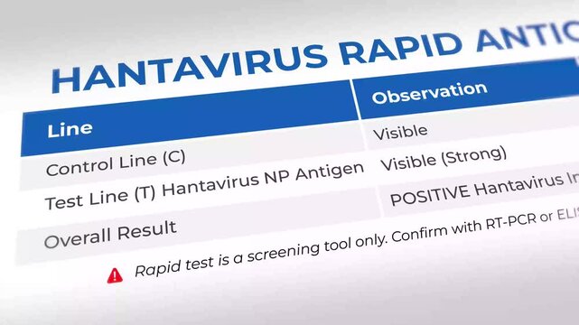 Hantavirus rapid antigen test result showing positive
