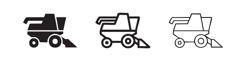 Combine Harvester Agriculture Machine Icon Set © liubomir118809