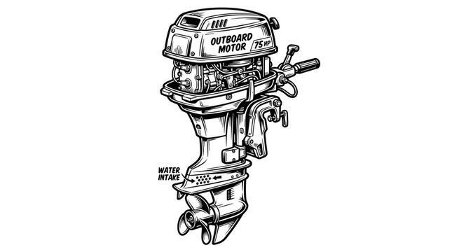 Outboard boat motor illustration.