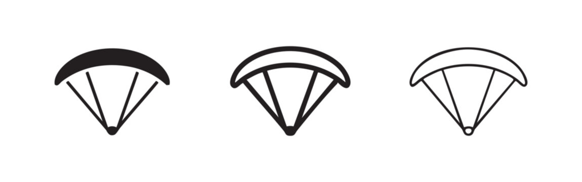 Parachute Icons Representing Paragliding and Extreme Air Sports