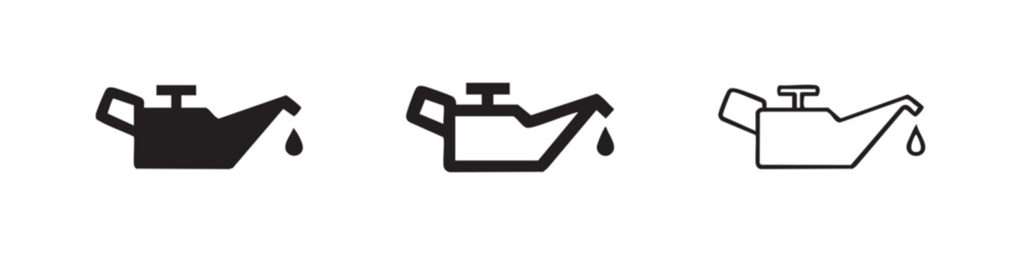 Engine Oil Can with Drop Icon Set