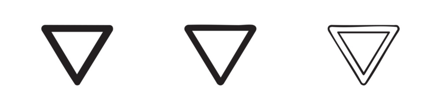 Inverted Triangle Yield Sign Icon Set