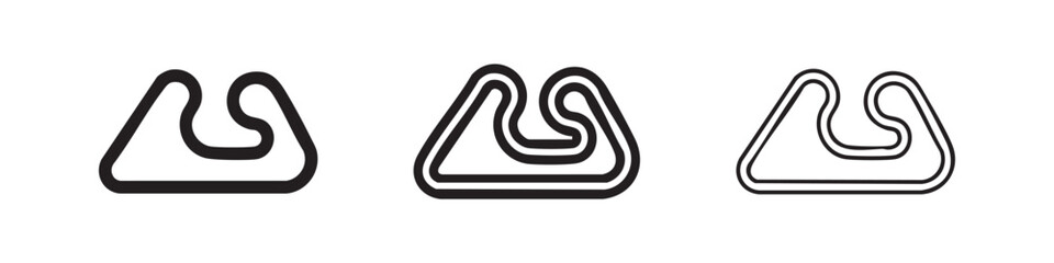 Obraz premium Motor Racing Circuit Race Track Icon Set - Automotive Sports and Speed Symbol