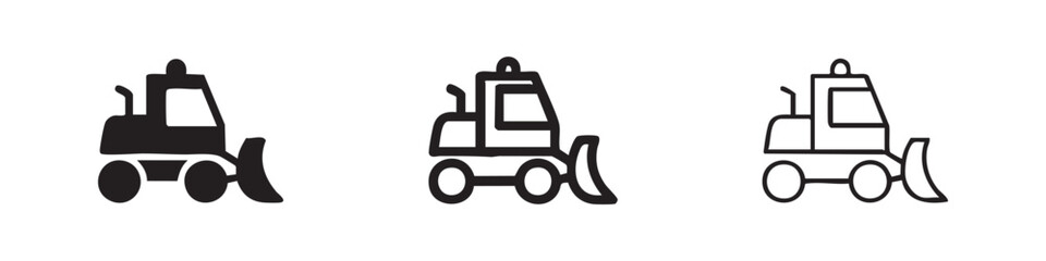 Naklejka premium Bulldozer icon, construction vehicle and machinery
