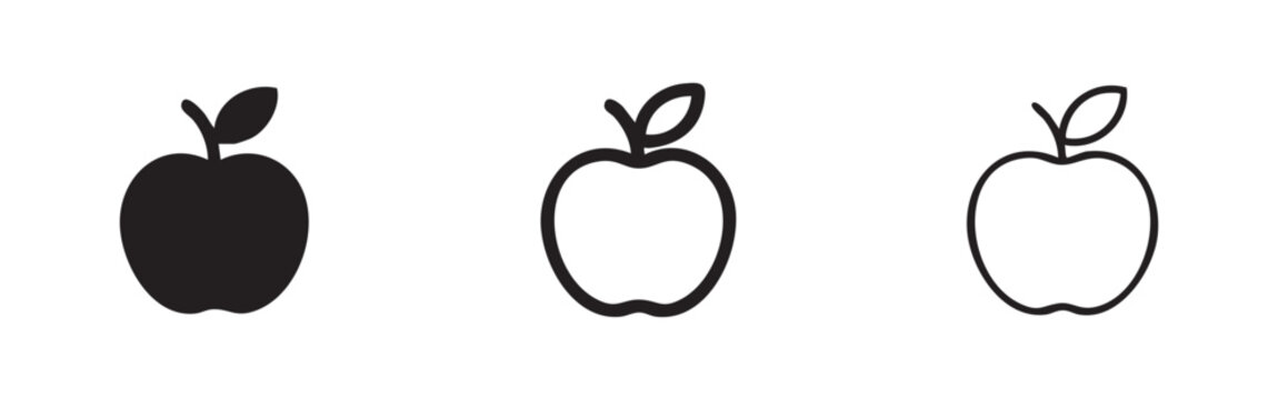 Apple icons in three different styles on white background