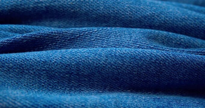 Macro shot of crinkled denim fabric.Abstract background.
