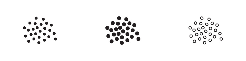 Fototapeta premium Cluster of dots icon set: solid black, outlined, and minimalist line art.