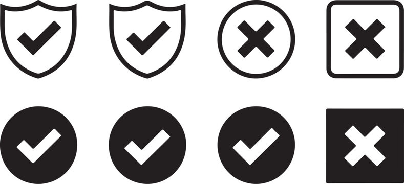 Selection of checkmark and cross mark icons for verification and validation in user interface design systems