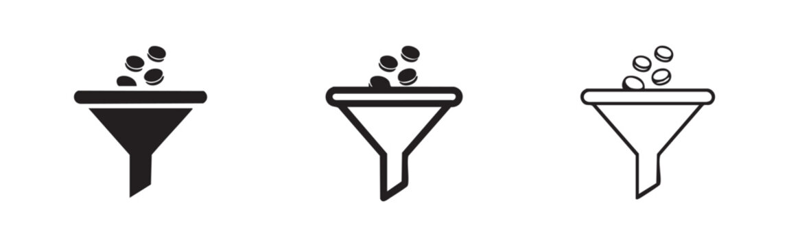 Funnel icons for filtering or sieving