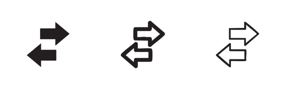 Horizontal Transfer Exchange Arrows Icon Set for Navigation