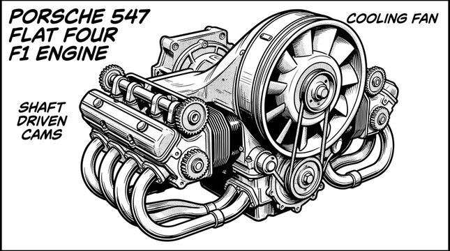 Porsche 547 Flat Four F1 Engine.