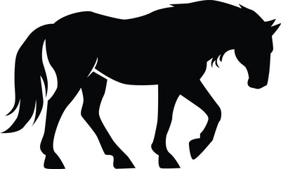 Obraz premium Horse silhouette black and white isolated on white background