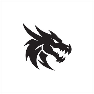Black dragon head silhouette profile