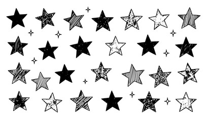 Fototapeta premium Hand drawn grunge star scrapbook stickers vector collection