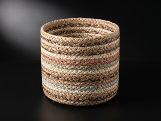 Obraz premium Handmade ceramic cup with textured earthy glaze on dark surface