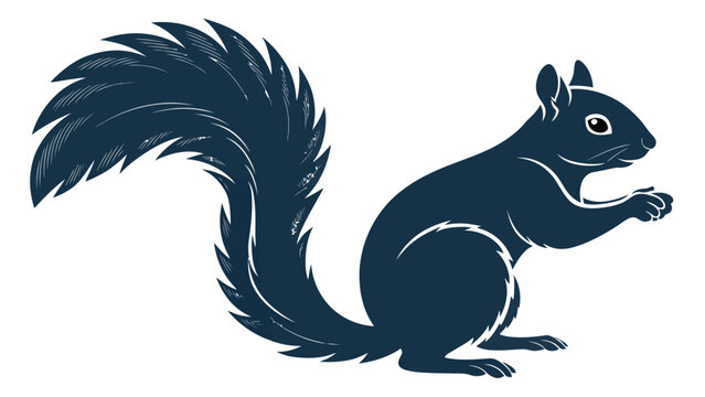 Illustration of a dark blue squirrel with a bushy tail tree dweller urban wildlife animal portrait vector art wild animal park animal garden animal squirrel wildlife illustration silhouette