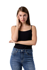 Fototapeta premium Slavic beauty in black top posing confidently